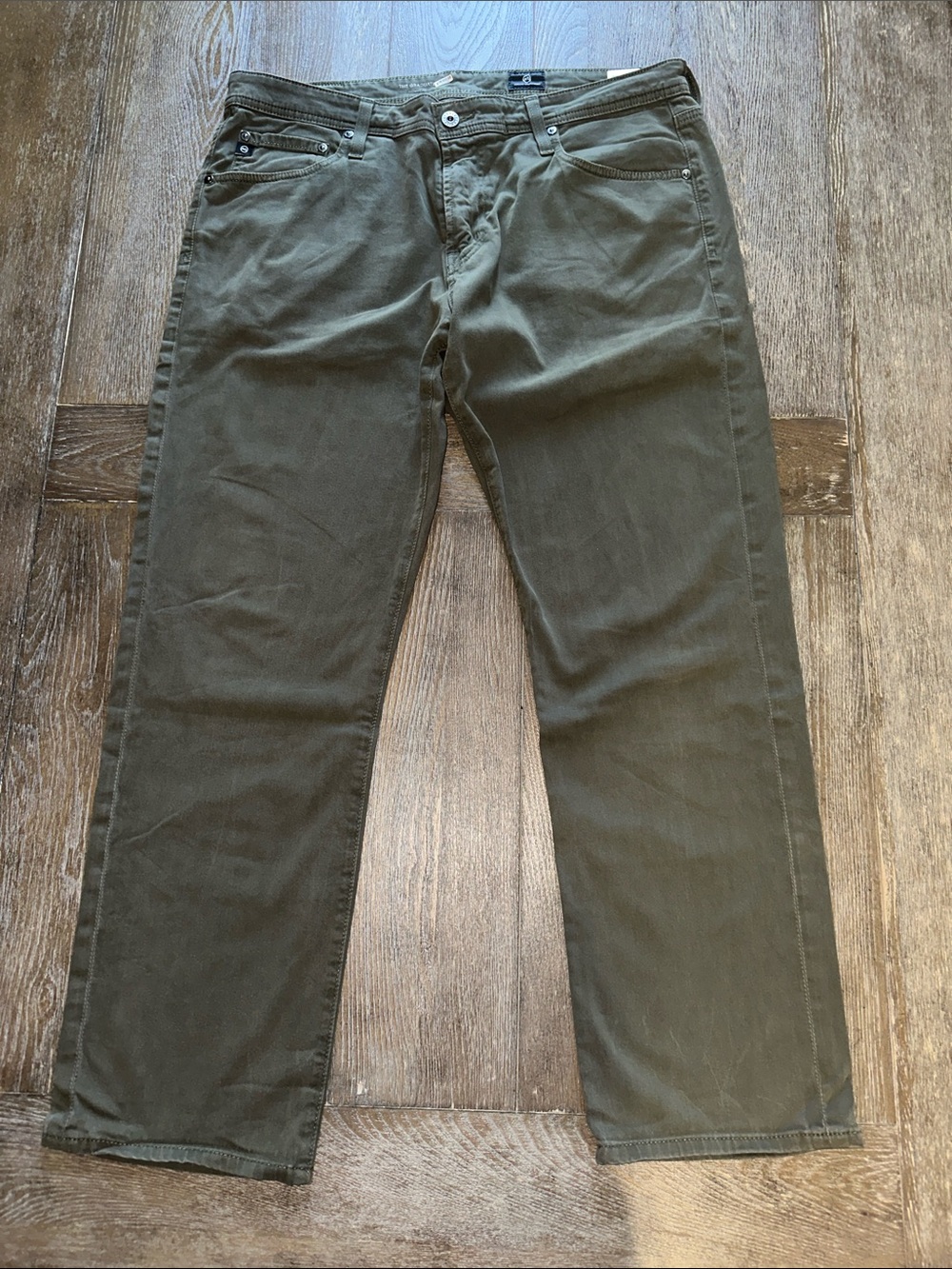 Ag Adriano Goldschmied Olive Straight-Leg Men’s Jeans - Picture 2 of 3